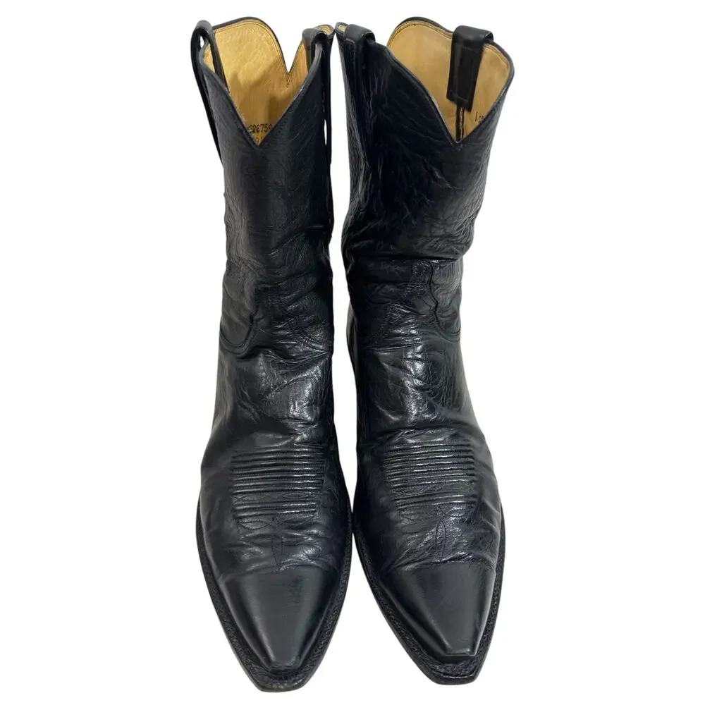 Lucchese Classics Handmade Black Leather Cowboy Boots USA Men’s 11 Est